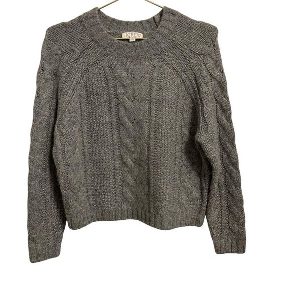 J. Crew Sweaters - J. Crew Metallic Cable-Knit Sweater Heather Iron Metallic Wool Alpaca Size XS